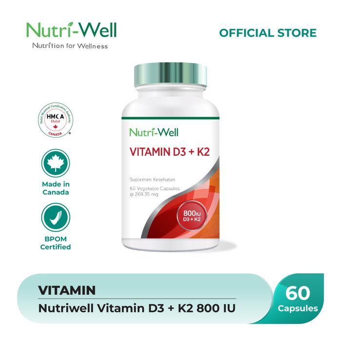 Nutriwell Vitamin D3 800 IU + K2 60 Capsules