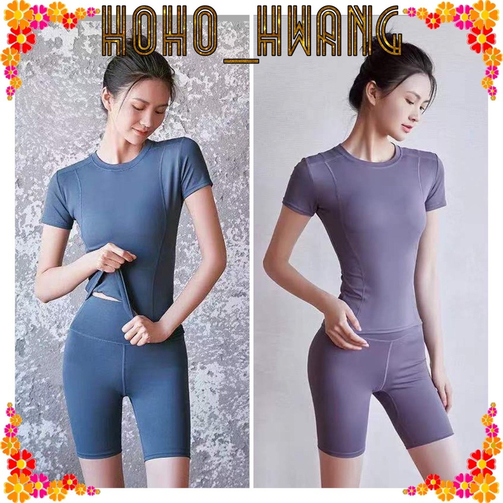HOHO_HWANG (S-3) baju SET olahraga setelan senam running dan yoga
