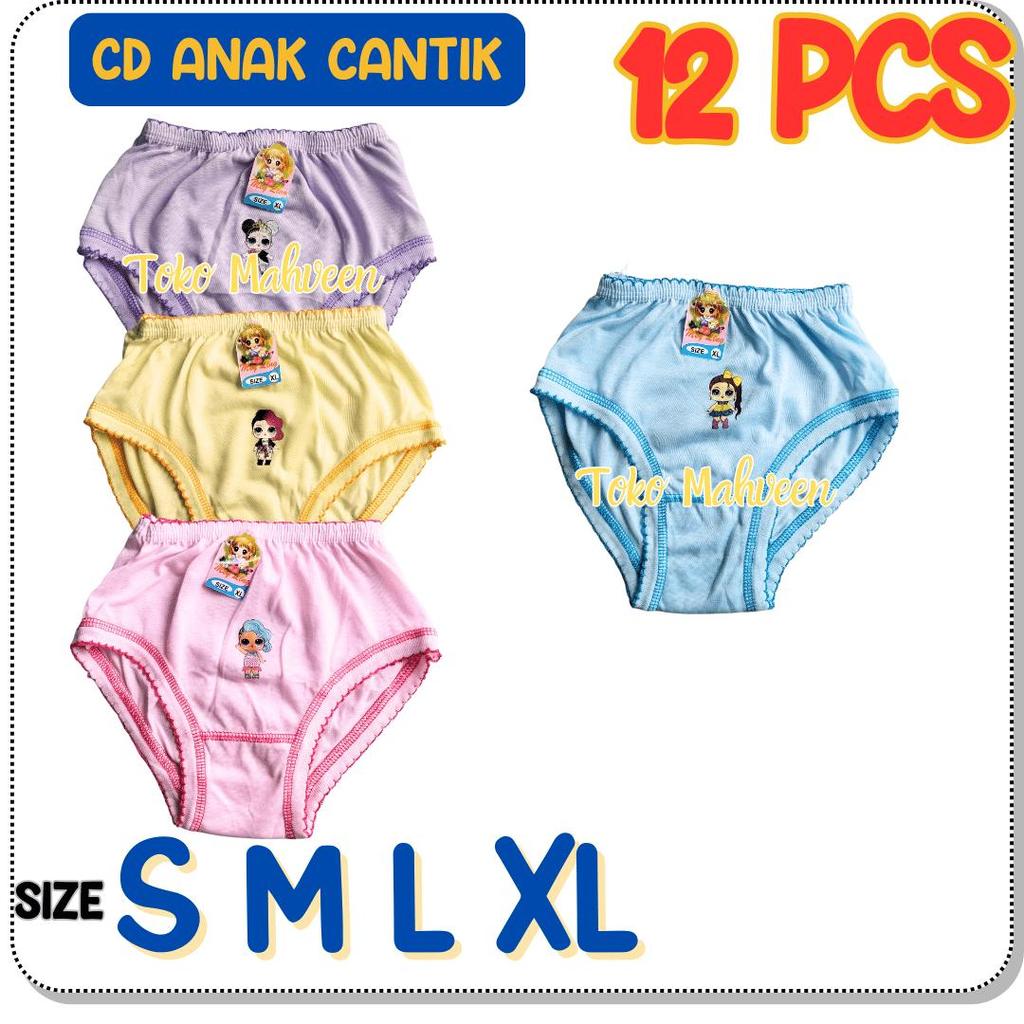 SELUSIN 12 PCS CELANA DALAM ANAK CEWEK CD ANAK PEREMPUAN BALITA PAUD TK SD CD ANAK POLOS