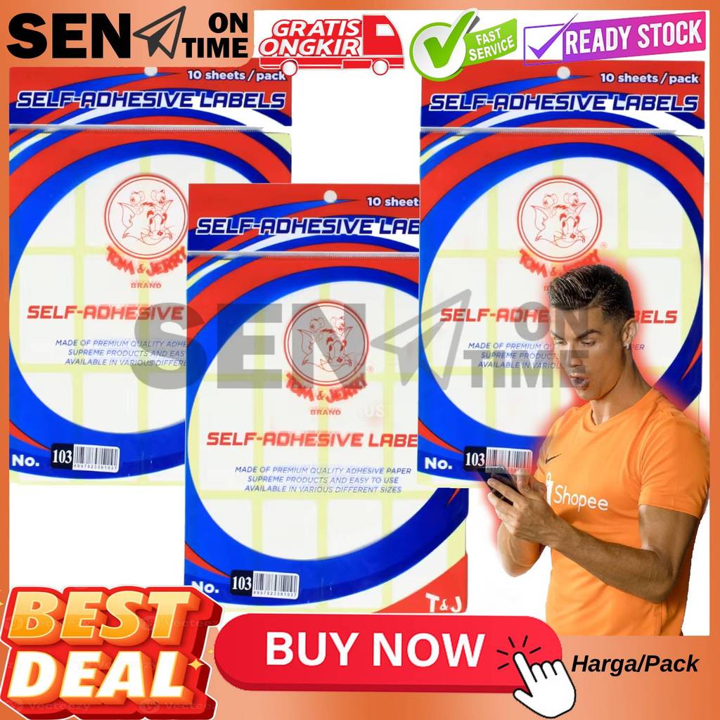 1 Pak 10 Lembar Stiker Label Tj Tom Jerry No 103 Kertas Putih Polos Label Nama Pack Sepak Sepack Und