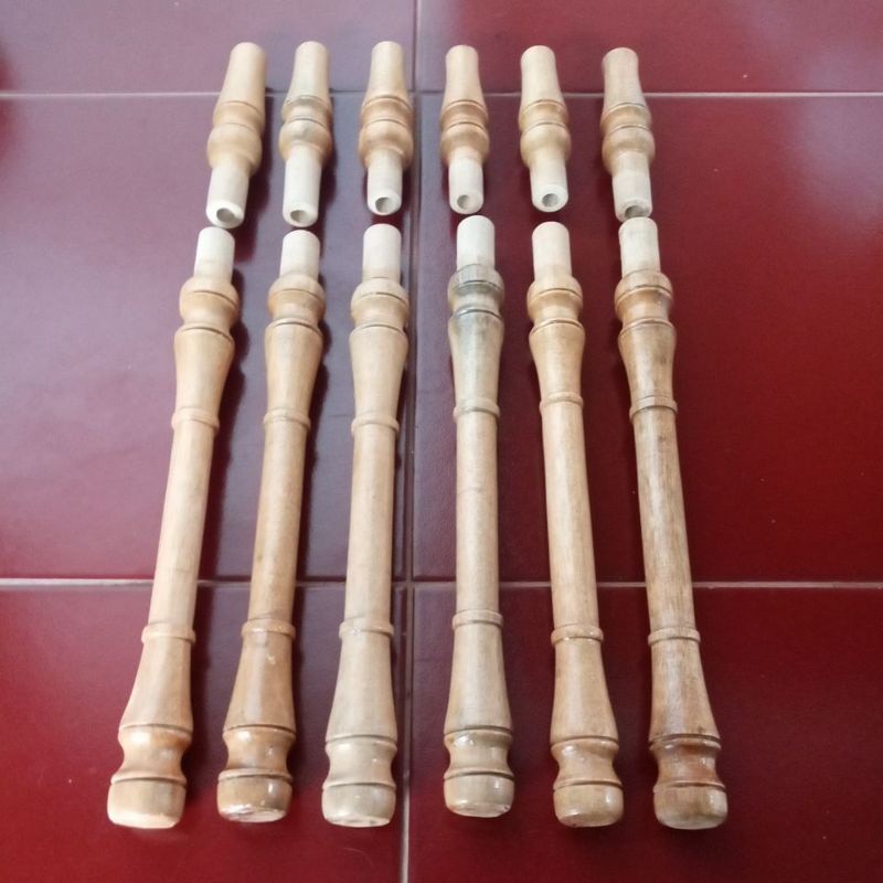 Bisa (COD) Gagang Joran Bubut Kayu 40 Cm Clear Sutet/Piber