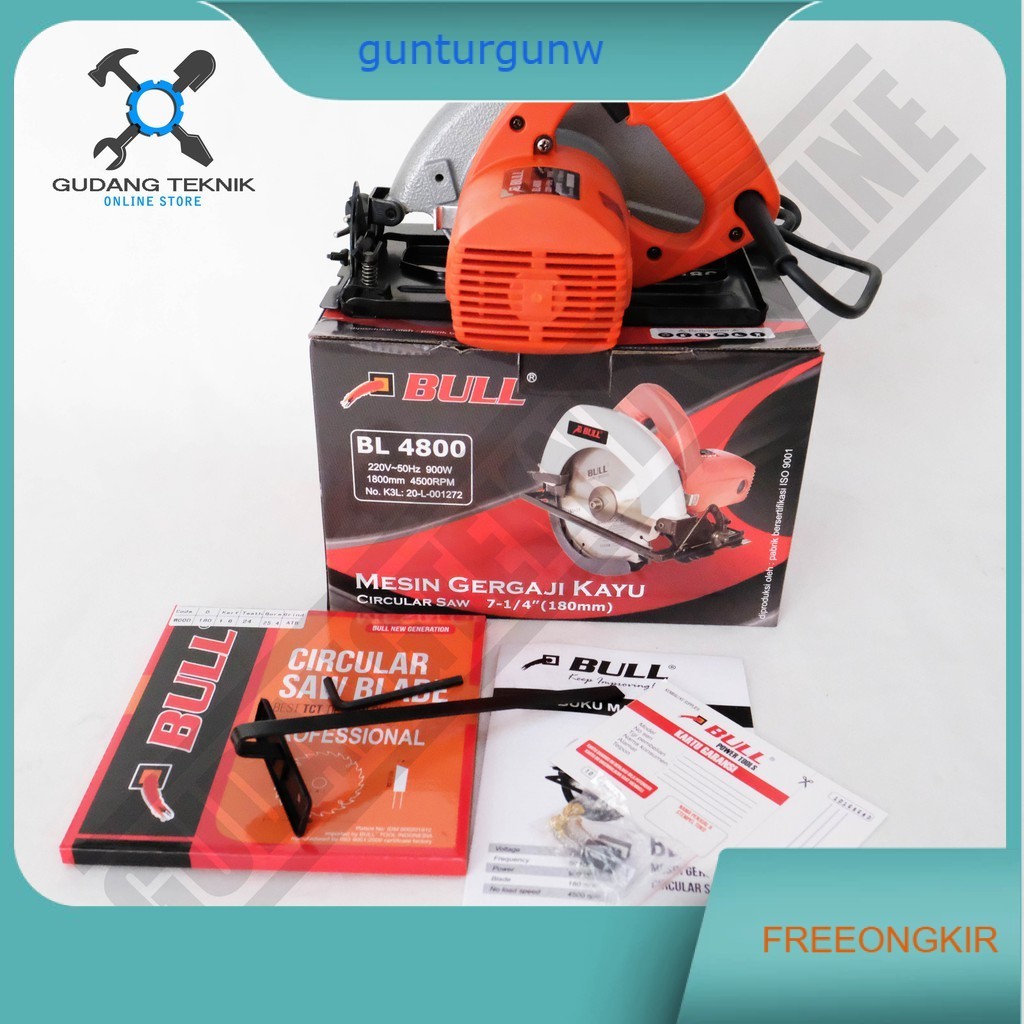 Mesin Gergaji Kayu Circular Saw Bull BL4800  / Mesin Gergaji Circle 7inch Bull BL 4800