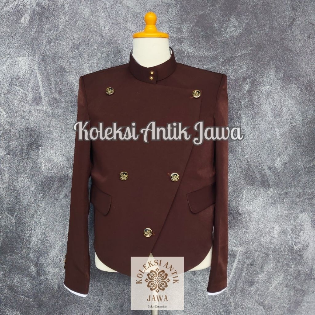Beskap Solo Krowok Alusan Warna Cokelat Mahogany