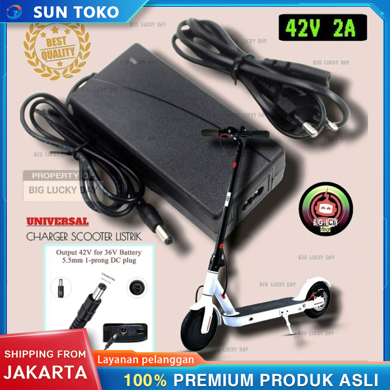 Charger 36v lithium output 42v 2A scooter listrik exotic inokim light fiido dyu himo cas batre 18650