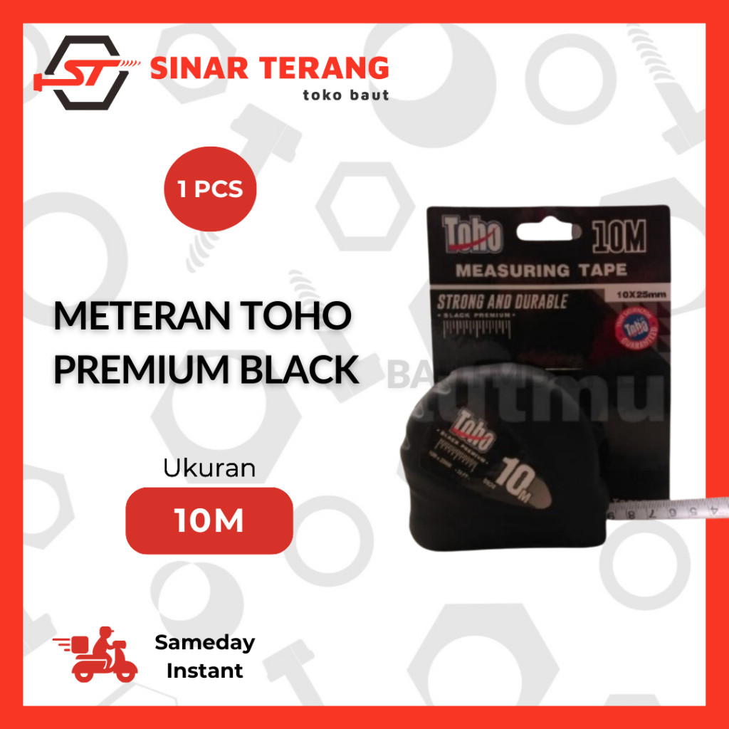 FAVORE Meteran 10 meter TOHO Premium black - Meteran Roll 10m ORIGINAL