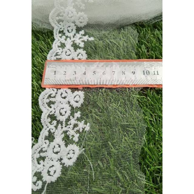 (PER METER) - RENDA BORDIR TILE /TULE KUALITAS HALUS DENGAN BENANG KATUN. UKURAN LEBAR 10 CM. (PER M