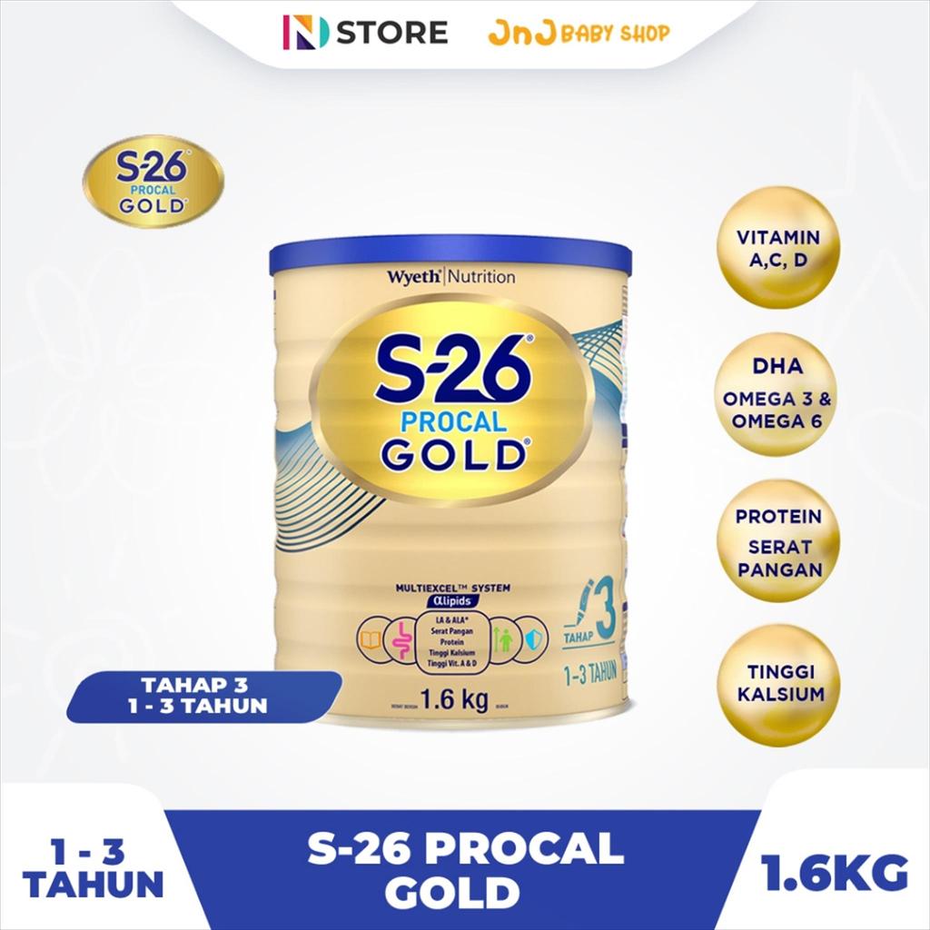 S-26 Procal Gold Tahap 3 Kemasan 1600Gr Susu Pertumbuhan 1-3 Tahun/S26 Procal Gold Tahap 3 1.6Kg