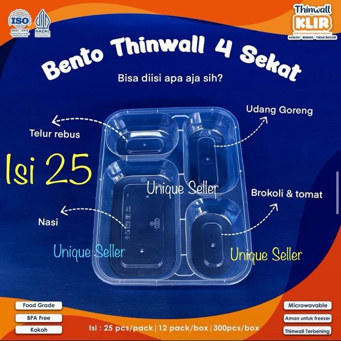 MUMPUNG PROMO [Isi25] Thinwall Bento Sekat 4 KLIR / Thinwal Bento Sekat 4 KLIR / Mika Bento Sekat 4 