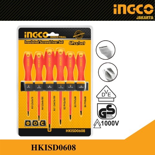 OBENG ELEKTRIK SET 6PCS / OBENG LISTRIK / OBENG SET INGCO HKISD0608