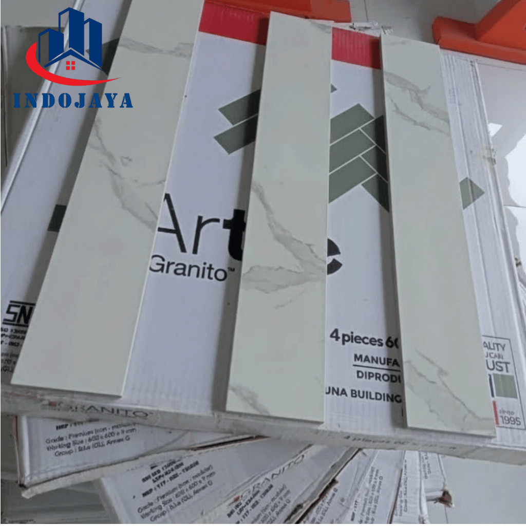 Granite Plint 10x60 Putih Corak Marmer Cantik List Dinding Lantai Granit Tile