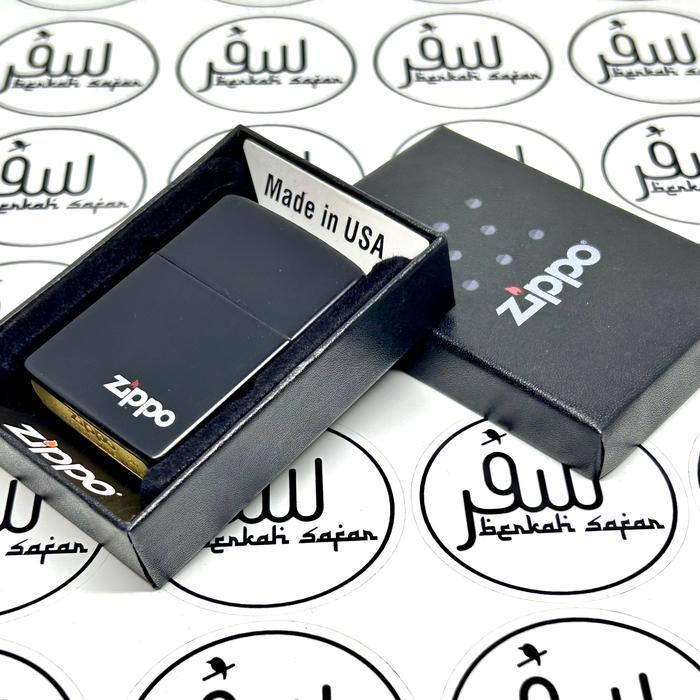 Korek Api Zippo Hitam Matte Black Classic Bottom Logo Original