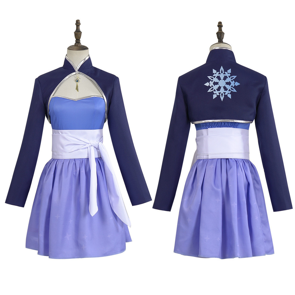 Kostum Cosplay Weiss Schnee RWBY Wanita Halloween Pesta Kostum