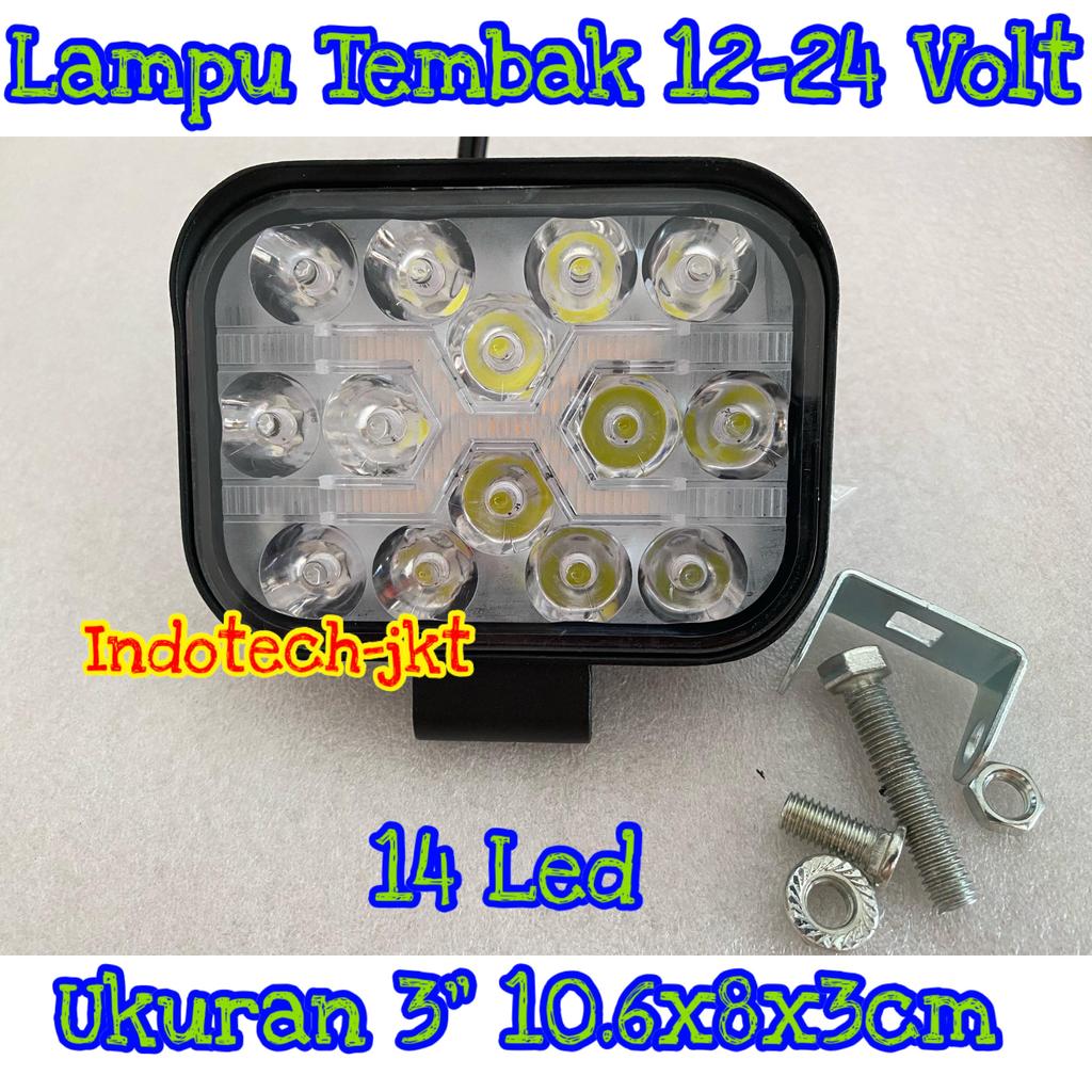 Lampu Tembak Mobil Motor Truk 12-24 Volt 3" 14 Led
