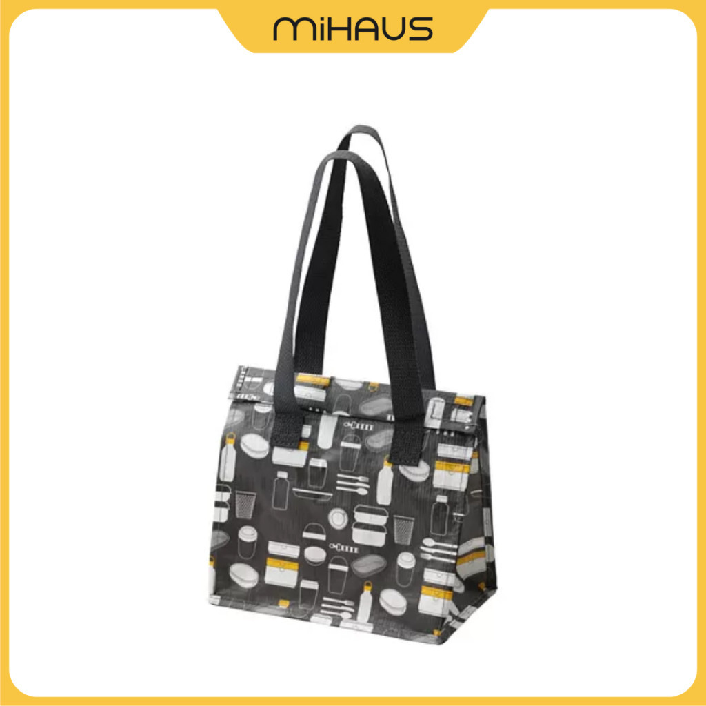 MUST HAVE IKEA FLADDRIG Tas makan siang, berpola abu-abu, 25x16x27 cm