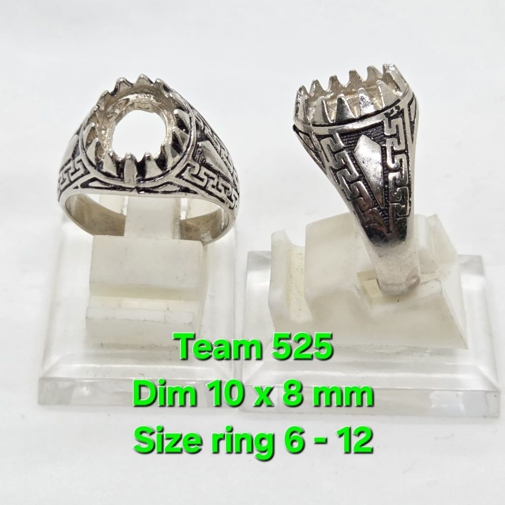 Ring emban alpaka super dim 10x8 cakar rintik motif 525 /pengikat batu akik Akik