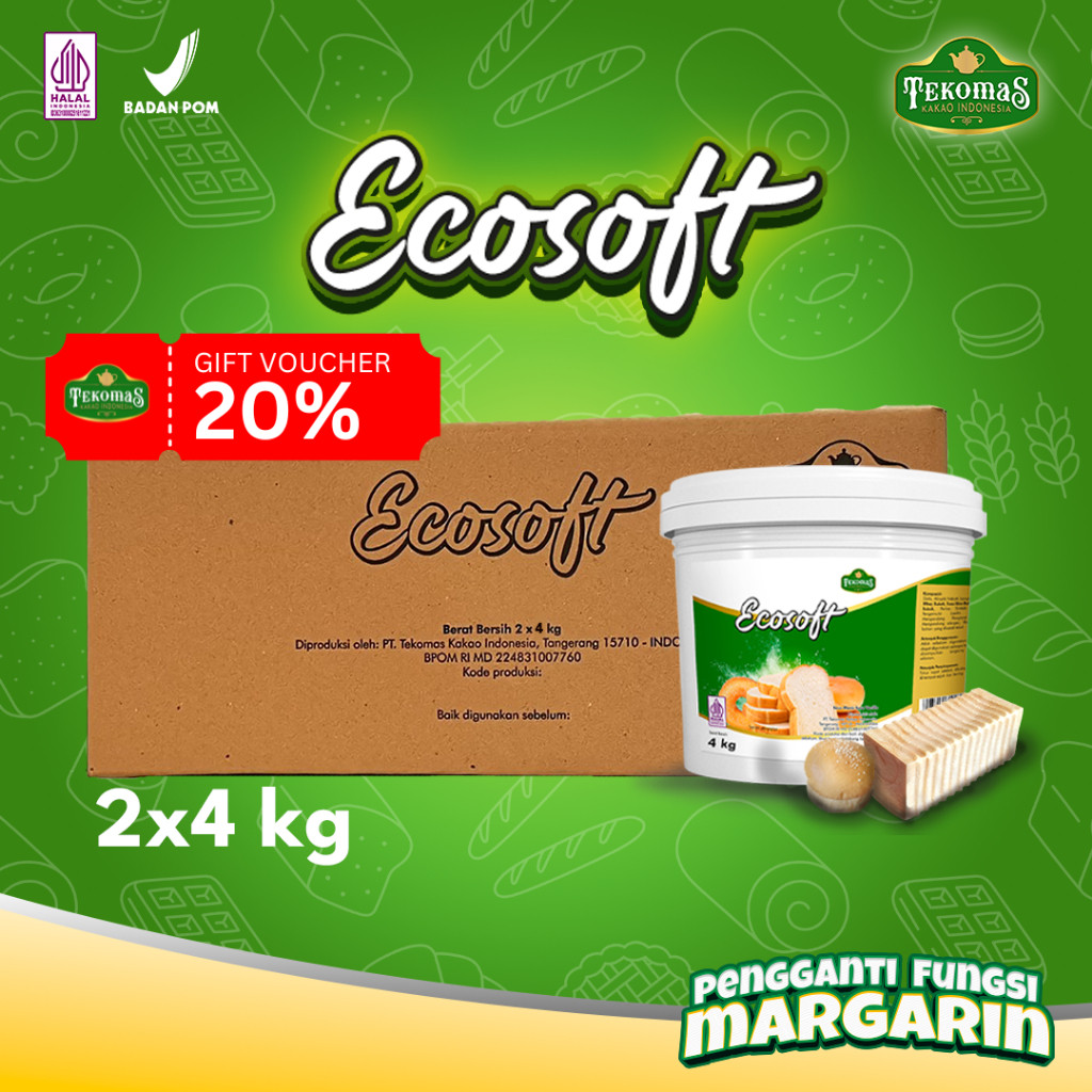 1 Dus Isi 2 Ecosoft Tekomas PLUS 4 Kg Pengganti Margarine 100% Bahan Kue Bolu Roti