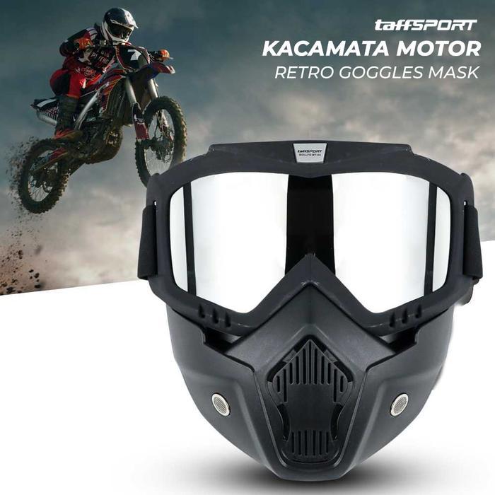 Promo Google Mask Kacamata Helm Masker TAFFSPORT Cocok Untuk Segala Helm Gold Motor - Transparant Te