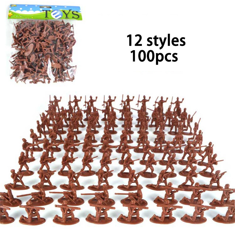 100 Pcs Army Men Toy Military Model Sets Of Toys Army Plastic Soler Figures Accessories Toy Birthday