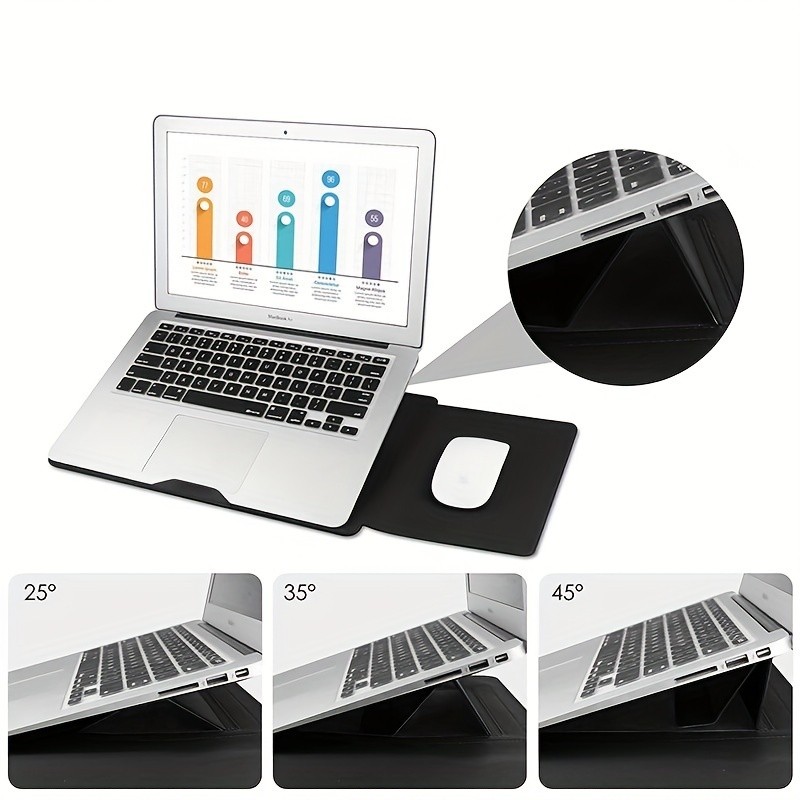 Dormin Leather Laptop Sleeve 13.3'15.6' with Adjustable Ergonomic Stand Non Magnetic Velcro Design P