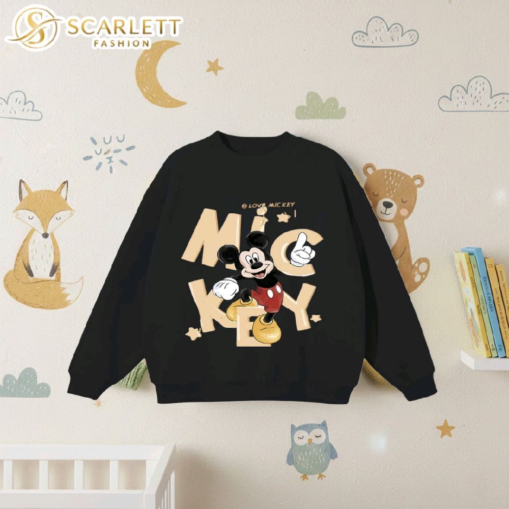 Scarlett Fashion Sweater Crewneck Anak Usia 1-12 Tahun Motif Kartun Animasi Lucu Bahan Fleece Nyaman