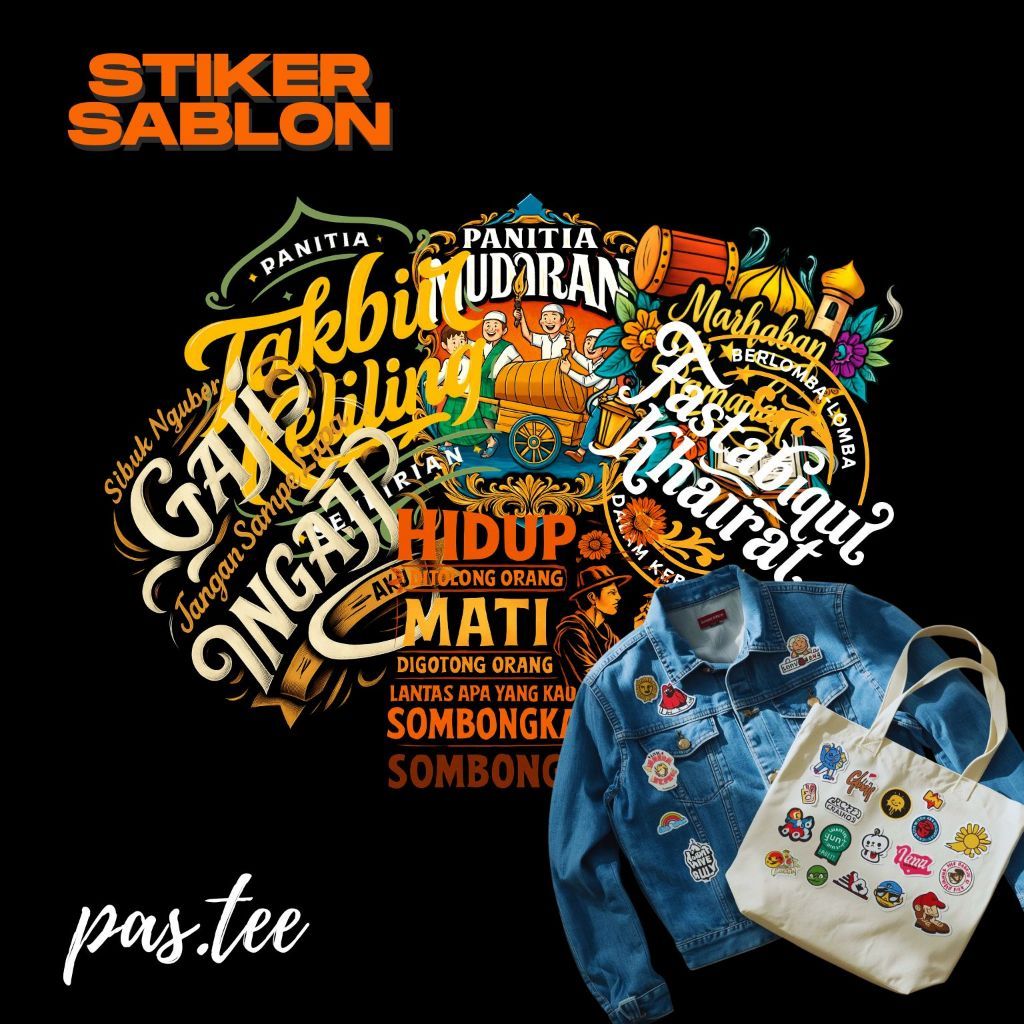Stiker Sablon Setrika DTF Ramadhan Islami - Stiker Gosok Baju Kaos Muslim Anak Dewasa Tema Ramadhan 