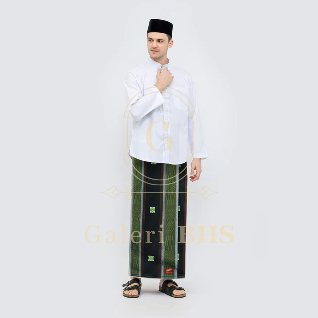 Sarung ATLAS Premium 760 Songket Hitam Hijau