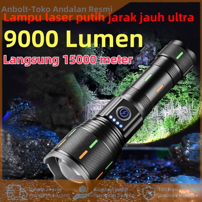 Lampu senter 15000 meter langsung Lampu Cahaya Kuat Baru untuk Rumah, Luar, Portable, Memuatkan, Jar