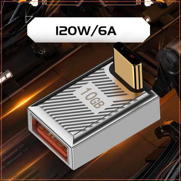 USB Type A 3.1 to Type C Adapter L Shape 10Gbps 120W - RB15