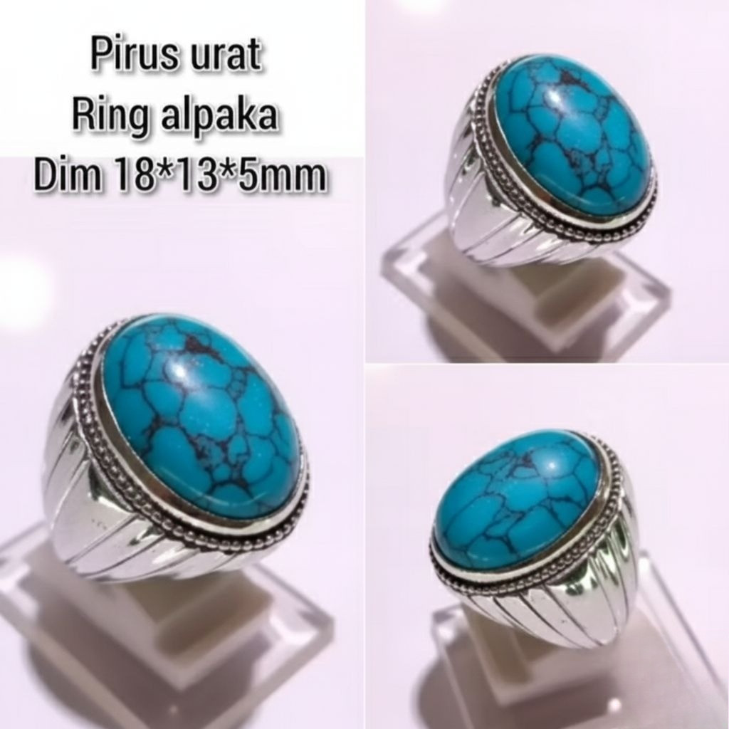 CINCIN BATU PIRUS MESIR BIRU URAT HITAM LAWASAN