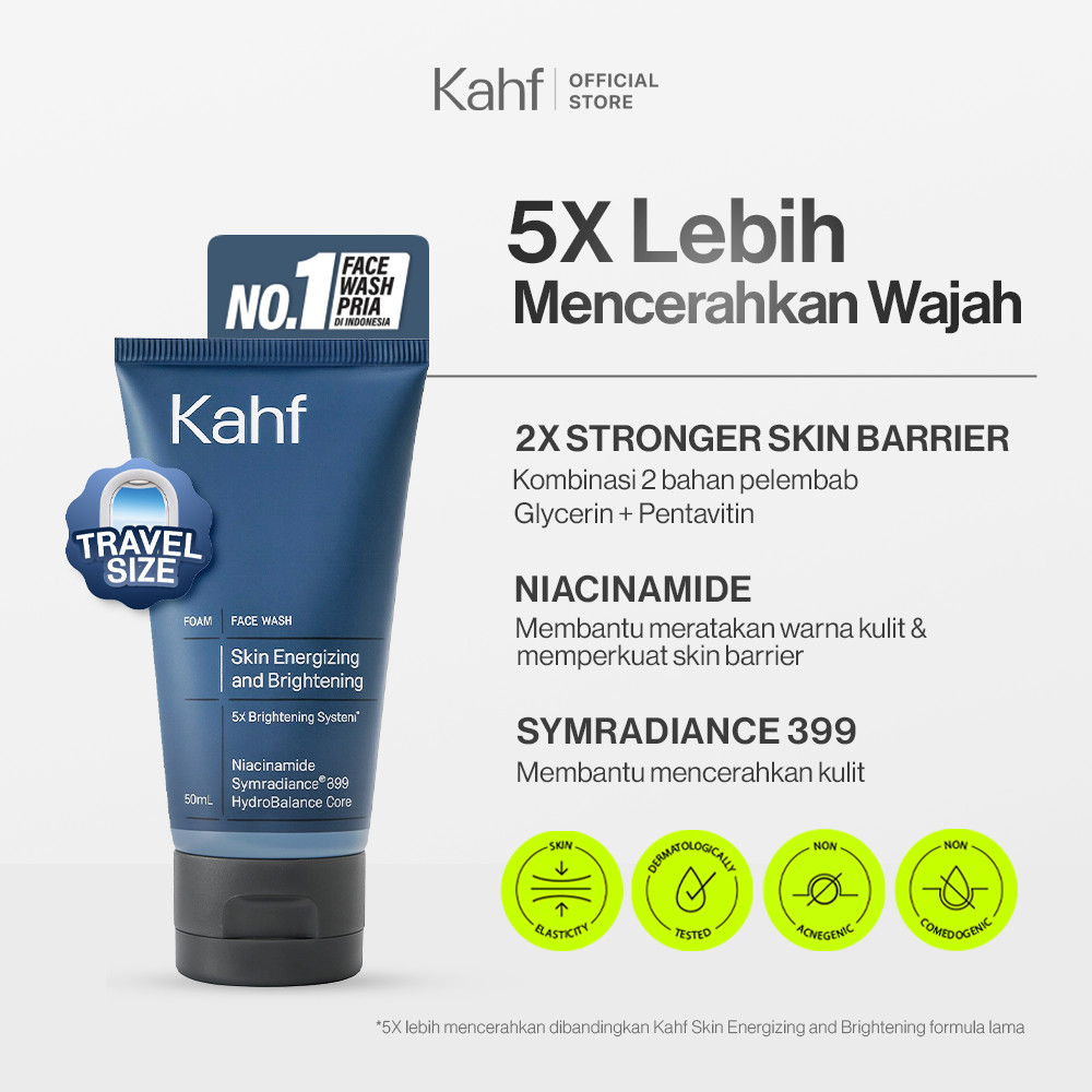 [CREATOR'S PICK] Kahf Face Wash Skin Energizing and Brightening 50 ml - Sabun Cuci Muka Pria untuk M