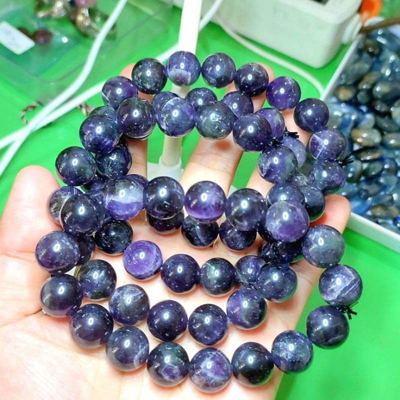 Natural gelang batu kecubung ungu amethys jumbo mini murah elegan