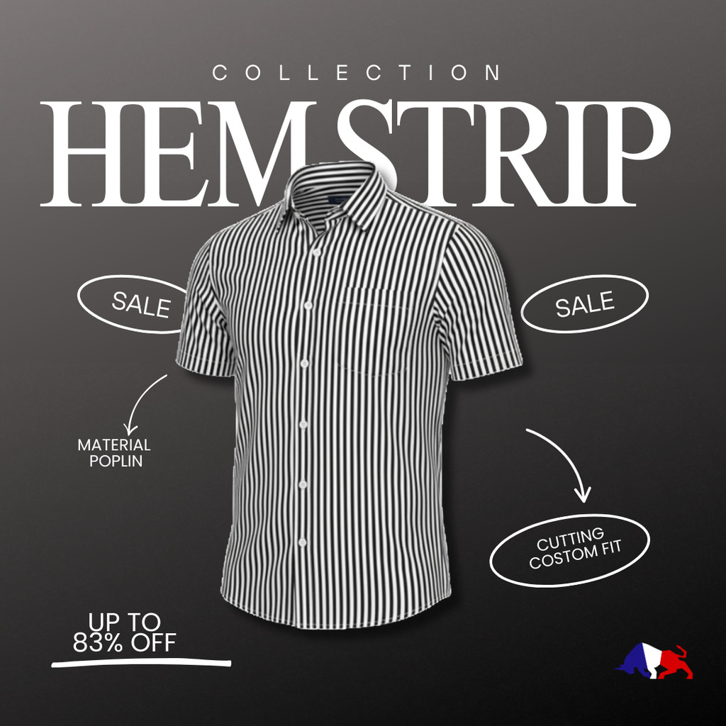 RICARDO  Collection kemeja pria stripe lengan pendek