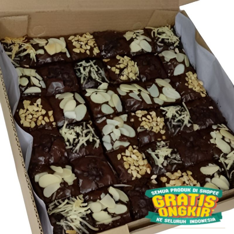 fudgy brownies panggang sekat coklat 20x20cm (isi 36pcs) hampers birthday / Bingkisan Elegan Souveni