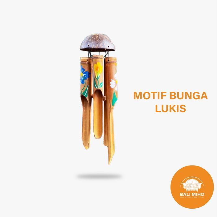 LONCENG BAMBU Batok 40 cm/GANTUNGAN BAMBU/LONCENG ANGIN BAMBU/KLINTINGAN/BALI - Lukis