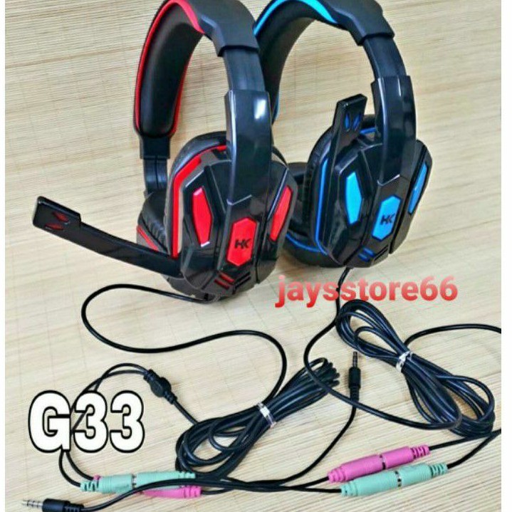 (Stellart) HEADPHONE Headset GAMING HK G33 EXTREME BASS With MIC ORIGINAL