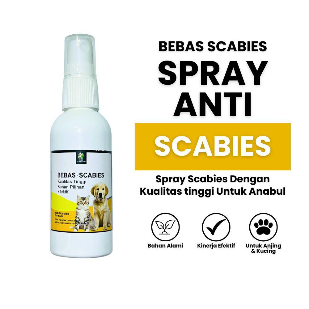 Bebas Scabies 60 ml - Obat Spray Gudig Scabies Kucing Anjing Kelinci - Obat Semprot Scabies Hewan