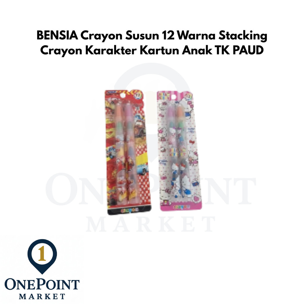 BENSIA Crayon Susun 12 Warna Stacking Crayon Karakter Kartun Anak TK PAUD
