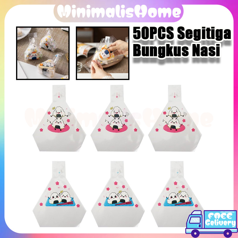 50 Pcs Plastik Bento Onigiri Nasi Sushi/Plastik Onigiri Packaging Bungkus Bento/Bungkus Nasi Onigiri