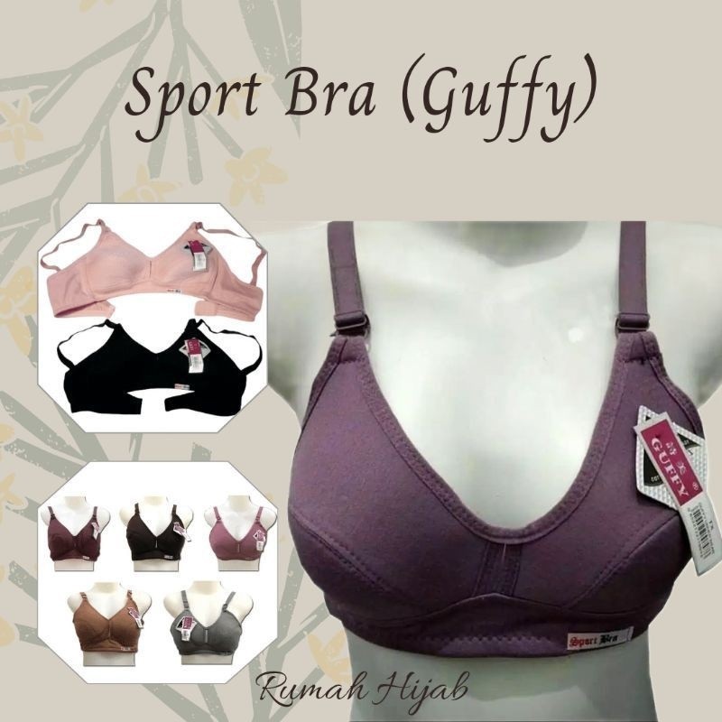 OBRAL 3 Pcs BH Guffy Sport BRA Wanita Guffy Sport BH Tanpa Busa Kait 2 CUP A