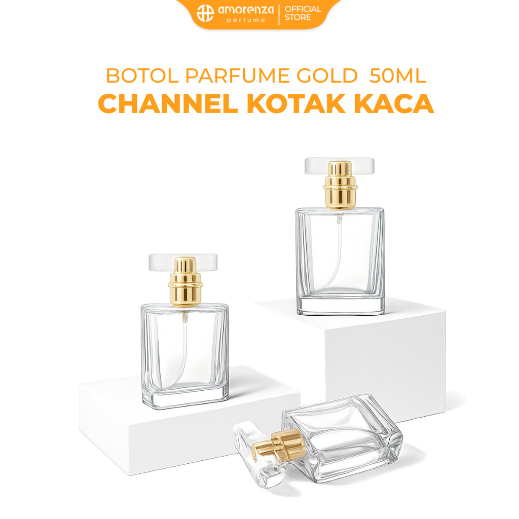 Botol Parfume Gold Channel Kotak 50ml Botol Kaca - Ulir - Type satuan - Amorenza