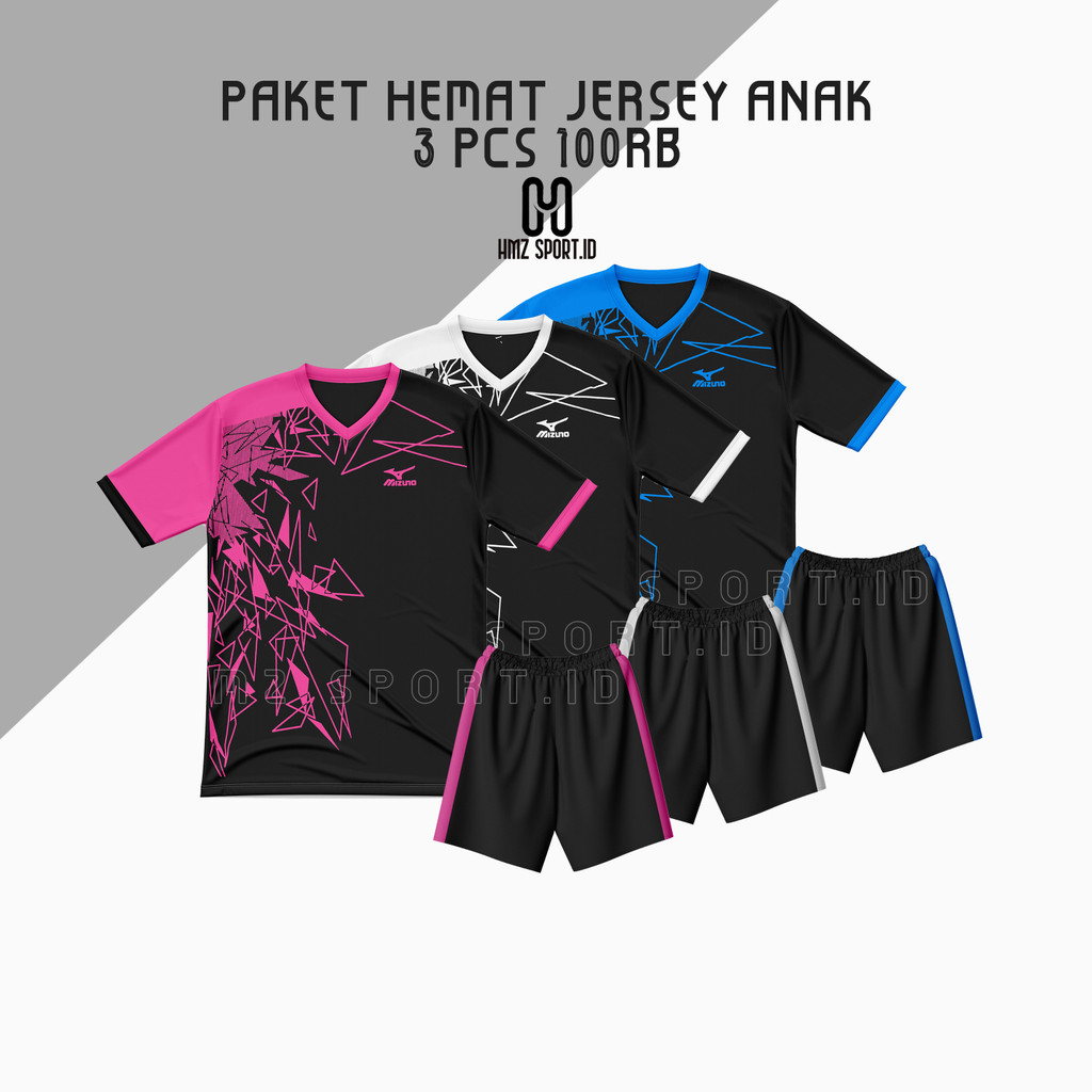3 PCS 100 RB paket hemat setelan jersey anak terbaru sd smp promo bola futsal volly badminton