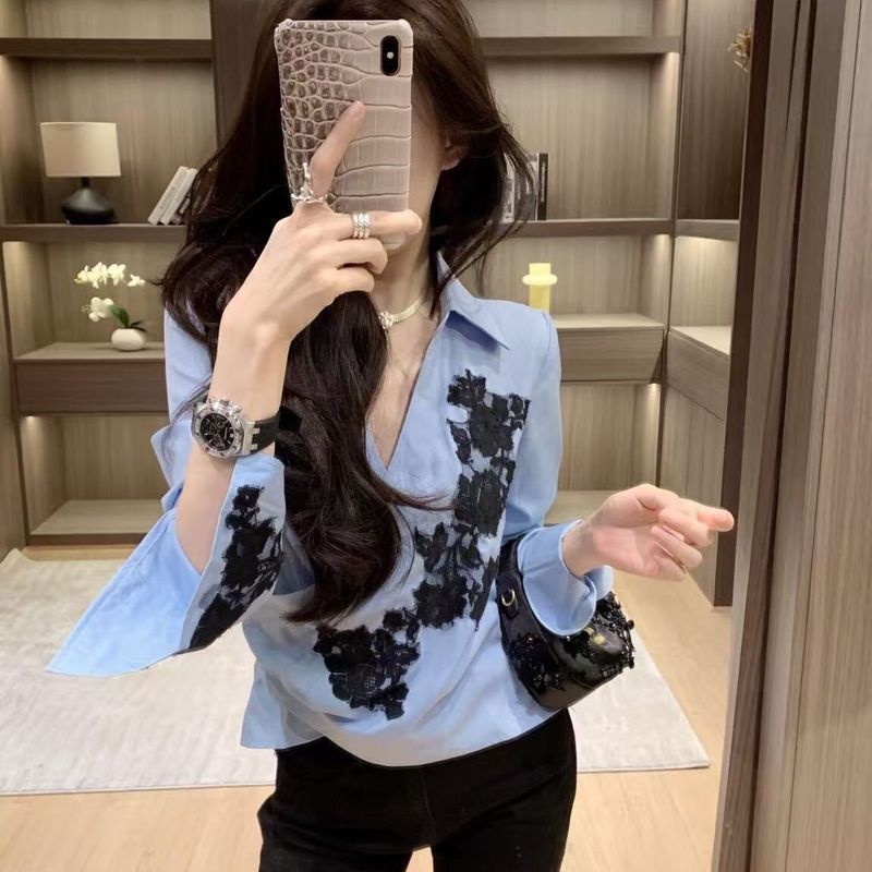 Blus Bordir Renda Prancis untuk Wanita, Nuansa Eksklusif dan Mewah