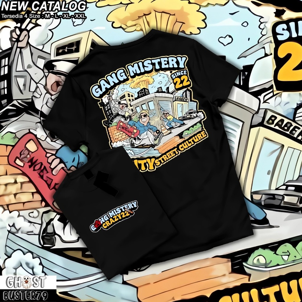 SAPTAKAOS Kaos Distro Gang Mistery Cowok Cewek Baju Kaos Pria Biru Benhur Viral Kaos Baju Distro Pri