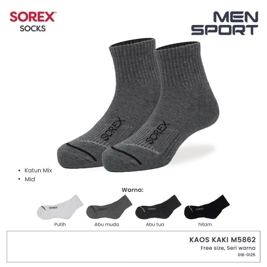 SOREX - Kaos Kaki Sorex Sport Mid Socks - Kaos Kaki Pria Sport kaos kaki Dibawah Betis - Sorex 5862 