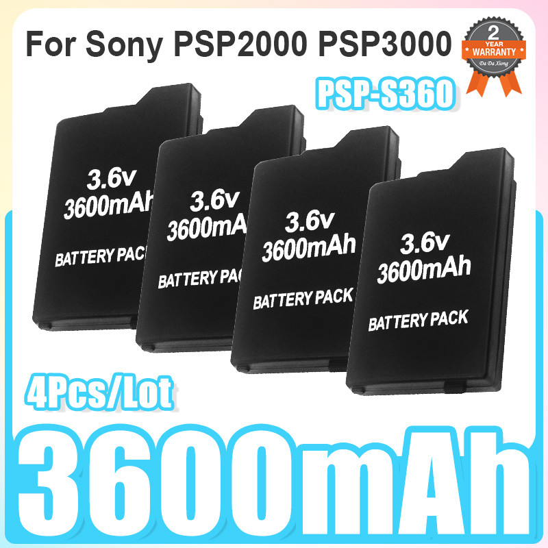 4Pcs Gamepad Battery 36V 3600mAh for Sony PSP 2000 PSP 3000 PSP3000  PSP2000PlayStation Portable Rec