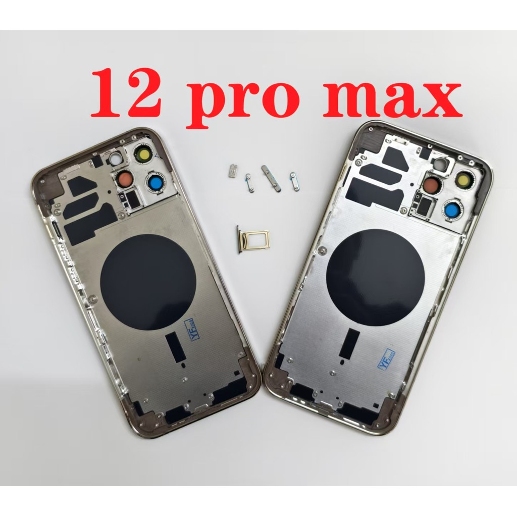 For Iphone 12 Pro Max OEM Housing Cover Battery Door Rear assis Frame SIM Card Button With Back Glas