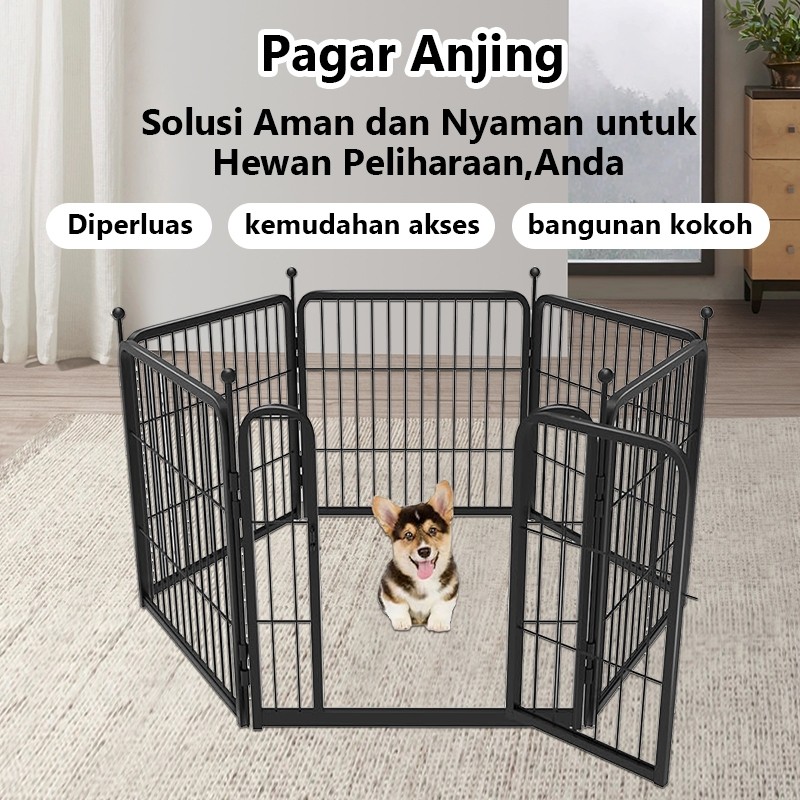 asikk_belanja - Pagar Anjing Modular Besi Anti Karat Pagar Perlindungan Hewan Peliharaan Kandang Anj