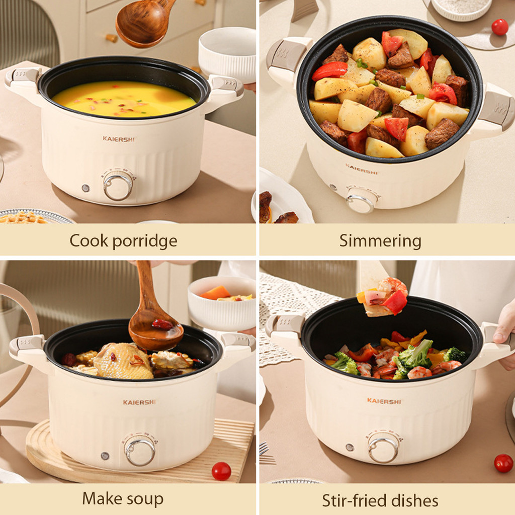 Panci Pemanas Listrik 3 File Dapat Disesuaikan untuk Sup Bubur Pasta Steak Telur Goreng