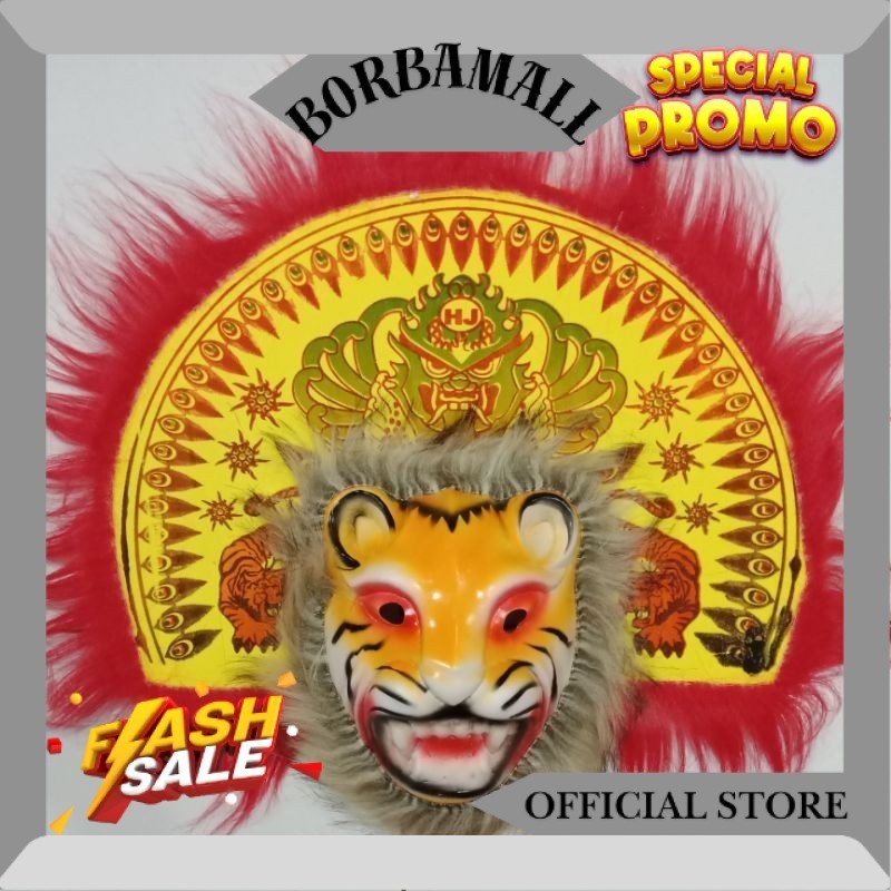 Topeng Spon Harimau Reog Mini Mainan Anak Topeng Reog Bulu Kecil Topeng Tradisional Jaranan Barongan