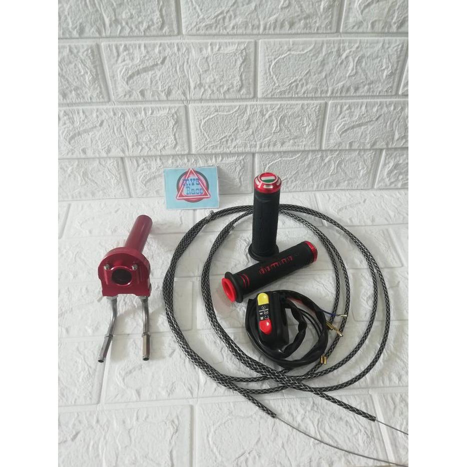 Gas Spontan 2 kabel + Saklar + Handgrip domino + Kabel Gas Nmax Vixion - Merah